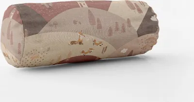 Produktbild von Kinder Kissenhülle Waldtiere Hügel Leinenlook rosa beige div. Größen Größe 15x40cm (ØxB) Nackenrolle 15x40cm (ØxB) Nackenrolle Größe