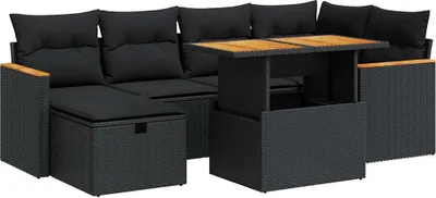 Immagine prodotto di vidaXL Set di divani da giardino a 8 pezzi con cuscini in rattan nero