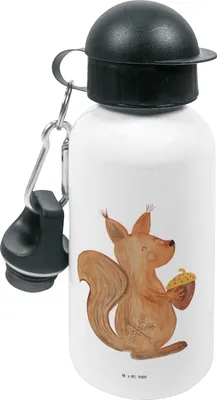 Produktbild von Mr. & Mrs. Panda Trinkflasche Eichhörnchen Weihnachten - Weiß - Geschenk, Frohe, Kinderflasche, Weihnachtsgruß, Kindergarten, Neujahr, Vogel, Wasserflasche, Kinder