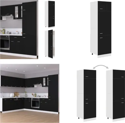 Image de vidaXL Armoire réfrigérée noire 60x57x207 cm Bois composite - Armoire réfrigérée - Armoires réfrigérées - Armoires de cuisine