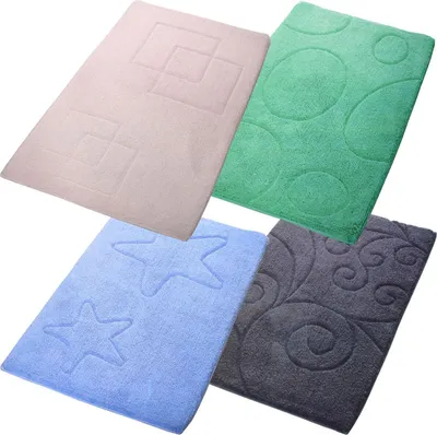 Produktbild von Badteppich 60x100cm Baumwolle Badezimmerteppich grün, blau, beige oder anthrazit, Farbe:grün