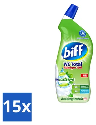 Produktbild von 15 x Biff WC Total Gel ProNature - Minze & Eukalyptus - 750 ml - Vorteilspackung - 15 Stücke