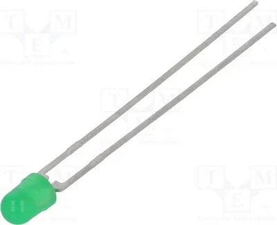 Obrázok produktu pre 2x LED, zelená, 4÷6 mcd, 3 mm, 120°, TLHG4605, LED diódy, vývodové, 3 mm