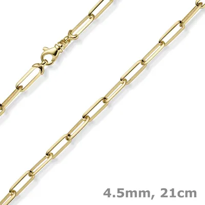 4-5mm-Paper-Clip-Armband-aus-585-Gelbgold-massiv-21cm