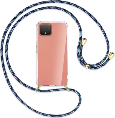 Produktbild von Handykette Backcover-Schutzhülle mit Band (Metall goldfarben) für Google Pixel 4 XL - Blautöne