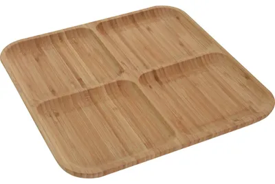 Produktbild von EXCELLENT HOUSEWARE Holzteller Serviertablett Servierplatte aus BAMBUSHOLZ quadratisch 30x30 cm