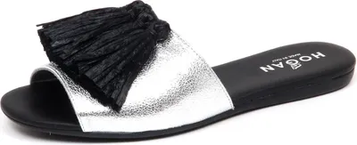 Produktbild von F2604 sandalo donna silber/schwarz HOGAN VALENCIA gehämmerter Lederschuh Frau