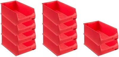 Produktbild von SparSet 10x Rote Sichtlagerbox 5.0 | HxBxT 20x30x50cm | 21,8 Liter | Sichtlagerbehälter, Sichtlagerkasten, Sichtlagerkastensortiment, Sortierbehälter