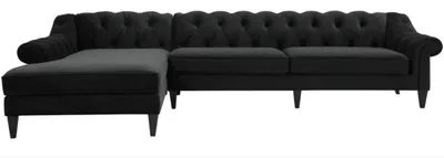 Produktbild von Ecksofa Schwarz Wohnlandschaft Couch Eckgarnitur Polster Samt Stoff Möbel Design
