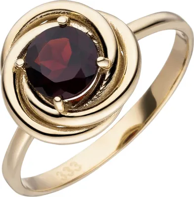 Produktbild von Ring aus 333 Gold Gelbgold mit Granat rot weinrot Granatring für Damen Innenumfang 52mm  Ø16.6mm