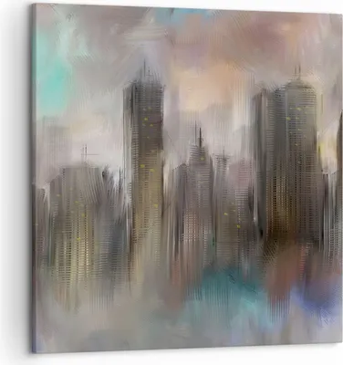 Produktbild von Bild auf Leinwand - Leinwandbild - Stadt Abstraktion - 50x50cm - Wand Bild - Wanddeko - Wandbilder - Leinwanddruck - Bilder - Kunstdruck - Wanddekoration - Leinwand bilder - Wandkunst - AC50x50-3675