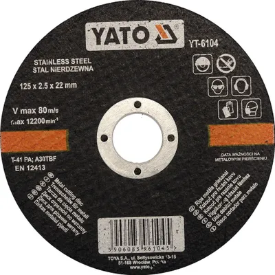 Produktbild von Yato YT-6104, Schneidedisk, Flache Mitte, Edelstahl, Yato, 2,2 cm, 12,5 cm