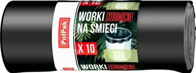 Zdjęcie produktu dla Worki na śmieci 60 L czarne worki na odpady 10 sztuk LDPE extra MOCNE