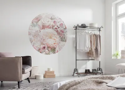Produktbild von Komar Vlies Fototapete rund und selbstklebend - Pink and Cream Roses - Größe: 125 x 125 cm (Breite x Höhe)