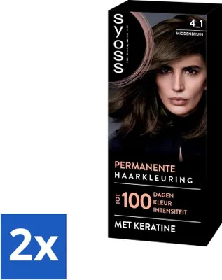 Produktbild von SYOSS – Coloration 4-1 Mittelbraun – Haarfärbemittel – Grauabdeckung – Reduziert Haarbruch - Vorteilspack - 2 Stücke
