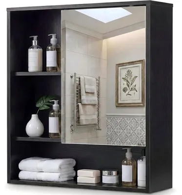 Immagine prodotto di Mobiletti da bagno con specchio MY46190FR, dimensioni 56 x 16 x 61 cm, colore nero