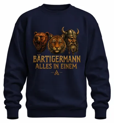 Productafbeelding van Bärtigermann Alles in Einem: Beer, Tijger, Viking, Valhalla. Uni sweatshirt, marineblauw, maat M