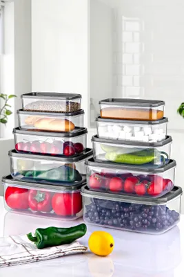 Image de Hermia Concept, EMBSEF10-3581321, Boîtes à provisions, Set de boîtes de rangement (10 pièces), Transparent, plastique, 22,5 x 15 x 8 cm