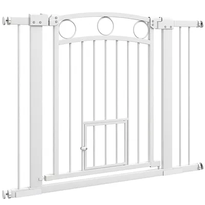 Produktbild von Türschutzgitter Hund Haustiertor Treppengatter verstellbare Breite 76-104 Weiß