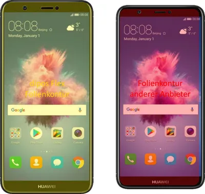 Produktbild von 3x Schutzfolie für Huawei P smart Folie, 100% Displayabdeckung, dipos Flex