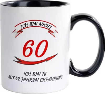 Produktbild von NOVAJOY Keramikbecher mit Inschrift, Geschenk zum 60. Geburtstag, weiß