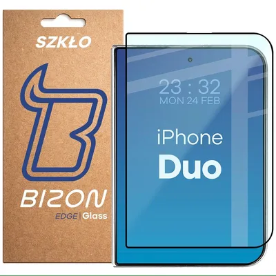 Produktbild von Gehärtetes Glas für iPhone Duo, Bizon Glass Edge, Schwarzer Rahmen