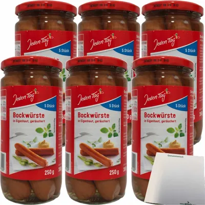 Produktbild von Jeden Tag Bockwürste in Eigenhaut schmackhaft geräuchert 6er Pack (30x50g) + usy Block