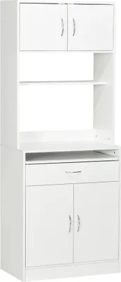 Image de Armoire de cuisine - Meuble haut avec 4 portes - Étagère amovible - Bois - 70x40x180 cm - Blanc