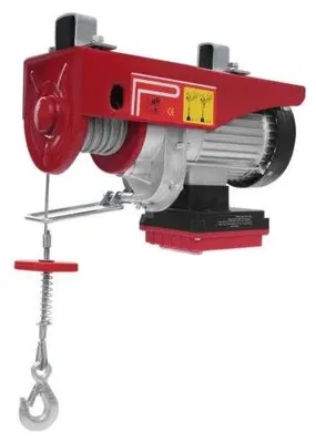Image de Palan électrique à câble - Puissance 1200 W - Capacité de charge 600 kg - Double câble - Câble de 80 m - Télécommande - Rouge