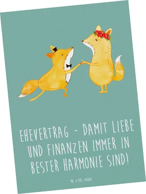 Produktbild von Mr. & Mrs. Panda Postkarte Ehevertrag Liebe Finanzen - Meeresbrise - Geschenk, emotionale Sicherheit, Geschenke, Postkarten, Heiraten, Zukunft, Fotokarte, Konfliktlösung