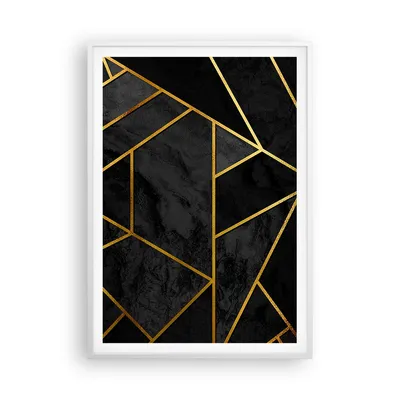 Produktbild von Gerahmtes Poster - Weißer Rahmen - Abstraktion Gold Schwarz - 70x100 cm - Wand Bild - Wanddeko - Wandbilder - Wandposter - Bilderrahmen - Bilder - Kunstdruck - Wandbild - P2WPA70x100-4358