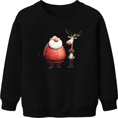 Immagine prodotto di Funny Father Christmas Reindeer Watercolour Gift Retro Unisex Kids Felpa Pullover, Nero, 152