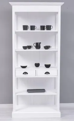 Produktbild von Casa Padrino Landhausstil Schrank Weiß 91 x 39 x H. 197 cm - Landhausstil Esszimmer Schrank - Massivholz Möbel - Landhausstil Shabby Chic Möbel