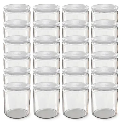 Produktbild von 24 x 405 ml Einmachgläser mit TO 82 Schraubdeckel Weiß – Ideal für Marmeladen, Konfitüren und mehr, große Gläser mit Deckel