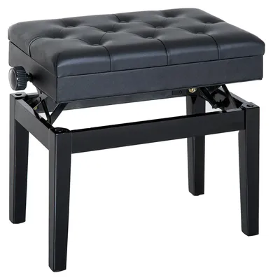 Produktbild von Klavierbank, h?henverstellbare Klavierbank (48šC58 cm), Stauraum, Holzbeine, gepolsterter Keyboardhocker, schwarz