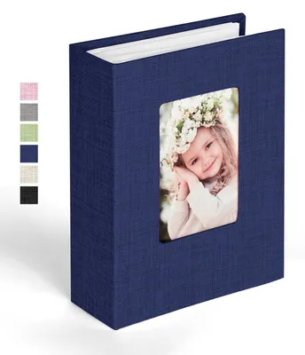 Immagine prodotto di Album fotografico a tasche per 100 foto, formato 10x15 cm, colore blu scuro, copertina rigida in tela
