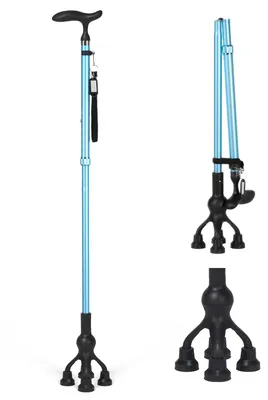 Productafbeelding van Opvouwbare wandelstok - Verstelbare hoogte 93,9-104 cm - Antislipvoeten - Duurzaam aluminium - Draagvermogen tot 136 kg - Wandelstok