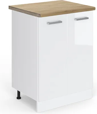 Produktbild von Küchenunterschrank Vicco R-Line Weiß Hochglanz 60 cm , AP Eiche, Model 46324