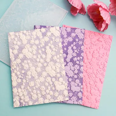 Productafbeelding van 3D-prägeschablone voor kaarten maken, bloemenpatroon, 16 x 11,5 cm