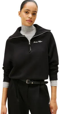 Obrázok produktu pre Dámska mikina Tommy Hilfiger so zipsom, model Classic Script, materiál: fleece, zapínanie na polovicu