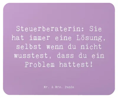 Produktbild von Mr. & Mrs. Panda Mouse Pad Spruch Steuerberaterin Lösung - Lavendeltraum - Geschenk, mousematte, Berufsleben, Berufsliebe, laptop mousepad, Problemlöserin, Mauspad, Beruf