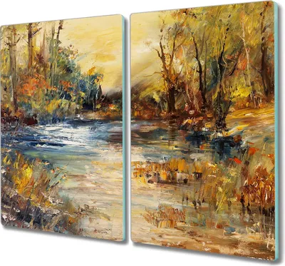 Produktbild von Coloray Kochplattenabdeckung Herdabdeckplatte 2x30x52 cm Hackbrett Schneidebrett Küchenbrett - lake forest