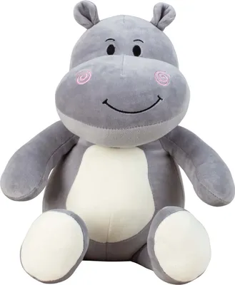 Produktbild von Baby-Plüschtier Kuscheltier Nilpferd grau/weiß aus super weichem Elasthan-Plüsch Höhe 30 cm