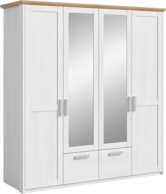 Produktbild von 4-türiger Kleiderschrank Verona Xonox - sibiu-lärchenfarbene Oberfläche - 188x200x61 cm - Weiß