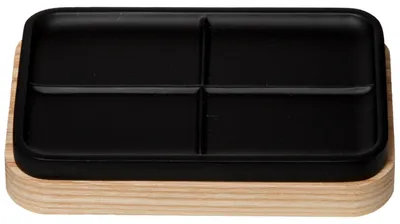 Produktbild von 5five Simply Smart | Seifenschale - Natureo - Schwarz - Modernes Design - Mit Holzunterlage