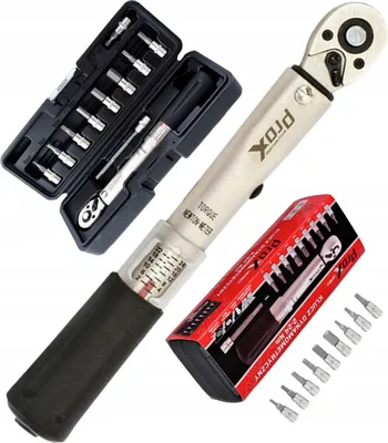 Zdjęcie produktu dla Klucz dynamometryczny Mighty Box, z wkładkami sześciokątnymi 3/4/5/6/8/10mm, Torx T25, stal, srebrny, AS
