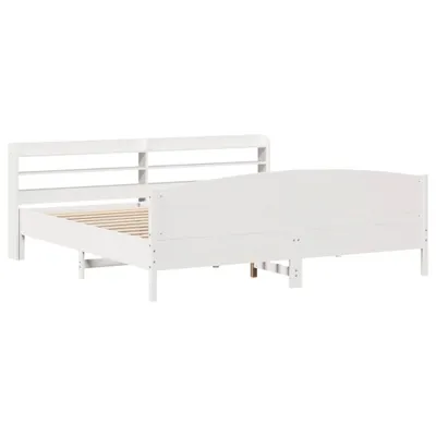 Zdjęcie produktu dla vidaXL Łóżko z litego drewna bez materaca białe 180x200 cm drewno sosnowe
