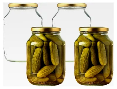 Produktbild von 4 große Einmachgläser 1700 ml mit Deckel und Etiketten