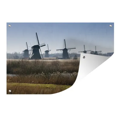 Obrázok produktu pre MuchoWow® Vonkajší plagát - Záhradná dekorácia ochrana súkromia - Záhradné plagáty pre záhradu - Mlyny Kinderdijk - 80x120x0.2cm