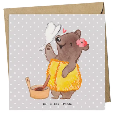Produktbild von Mr. & Mrs. Panda Grußkarte Saunameisterin Herz - Grau Pastell - Geschenk, faltkarte, doppelkarte, Klappkarte, anlasskarte, Glückwunschkarte